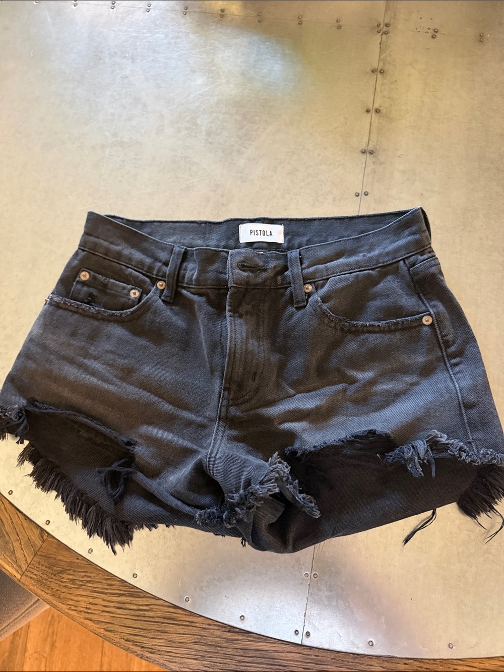 Pistola Gigi Low Rise Cut Off shorts, Black, 26